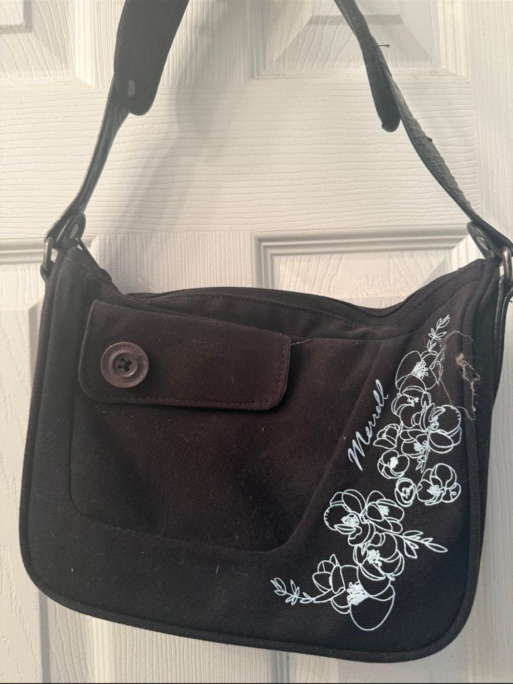 Black Merrill Floral-Print Shoulder Bag
